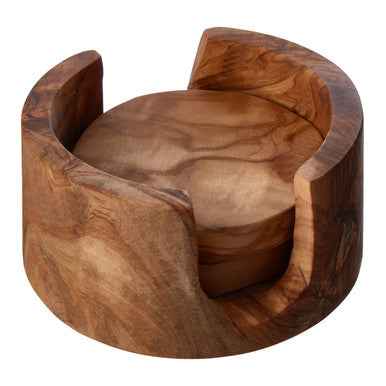 Kora Set Of 4 Olive Wood Round Coasters