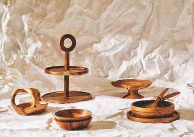 Kora Olive Wood Cake Stand