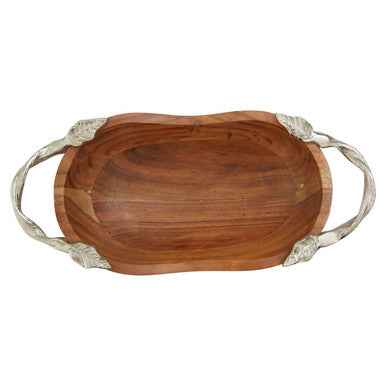 Vine Acacia Wood Large Oval Bowl