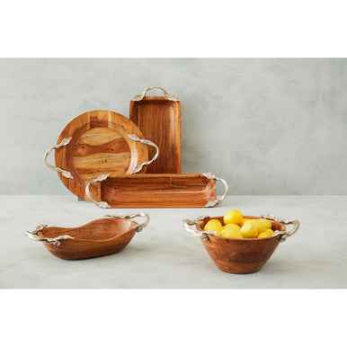 Vine Acacia Wood Large Oval Bowl