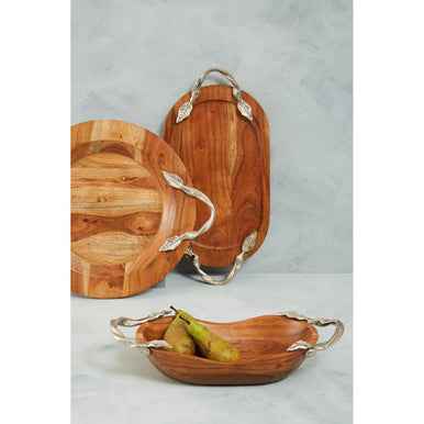 Vine Acacia Wood Large Oval Bowl