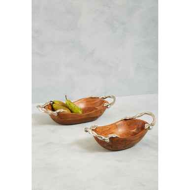 Vine Acacia Wood Large Oval Bowl