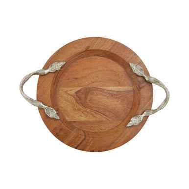 Vine Acacia Wood Small Round Tray