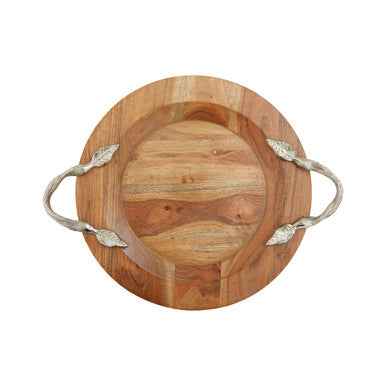 Vine Large Acacaia Wood Round Tray