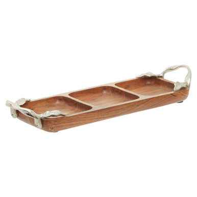 Vine Acacia Wood 3 Section Serving Dish