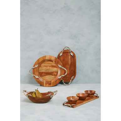 Vine Acacia Wood Oval Serving Tray