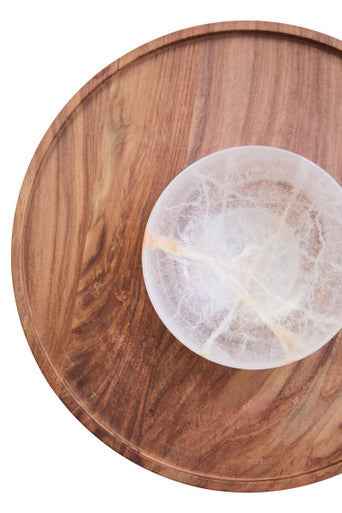 Kora Acacia Wood And Onyx Chip And Dip Plate