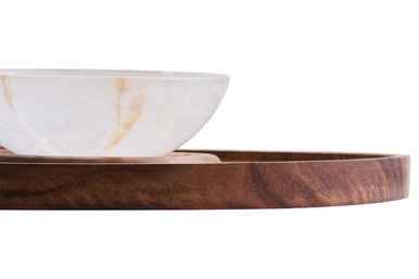 Kora Acacia Wood And Onyx Chip And Dip Plate