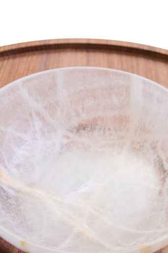 Kora Acacia Wood And Onyx Chip And Dip Plate