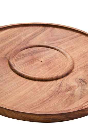 Kora Acacia Wood And Cream Marble Chip And Dip Plate