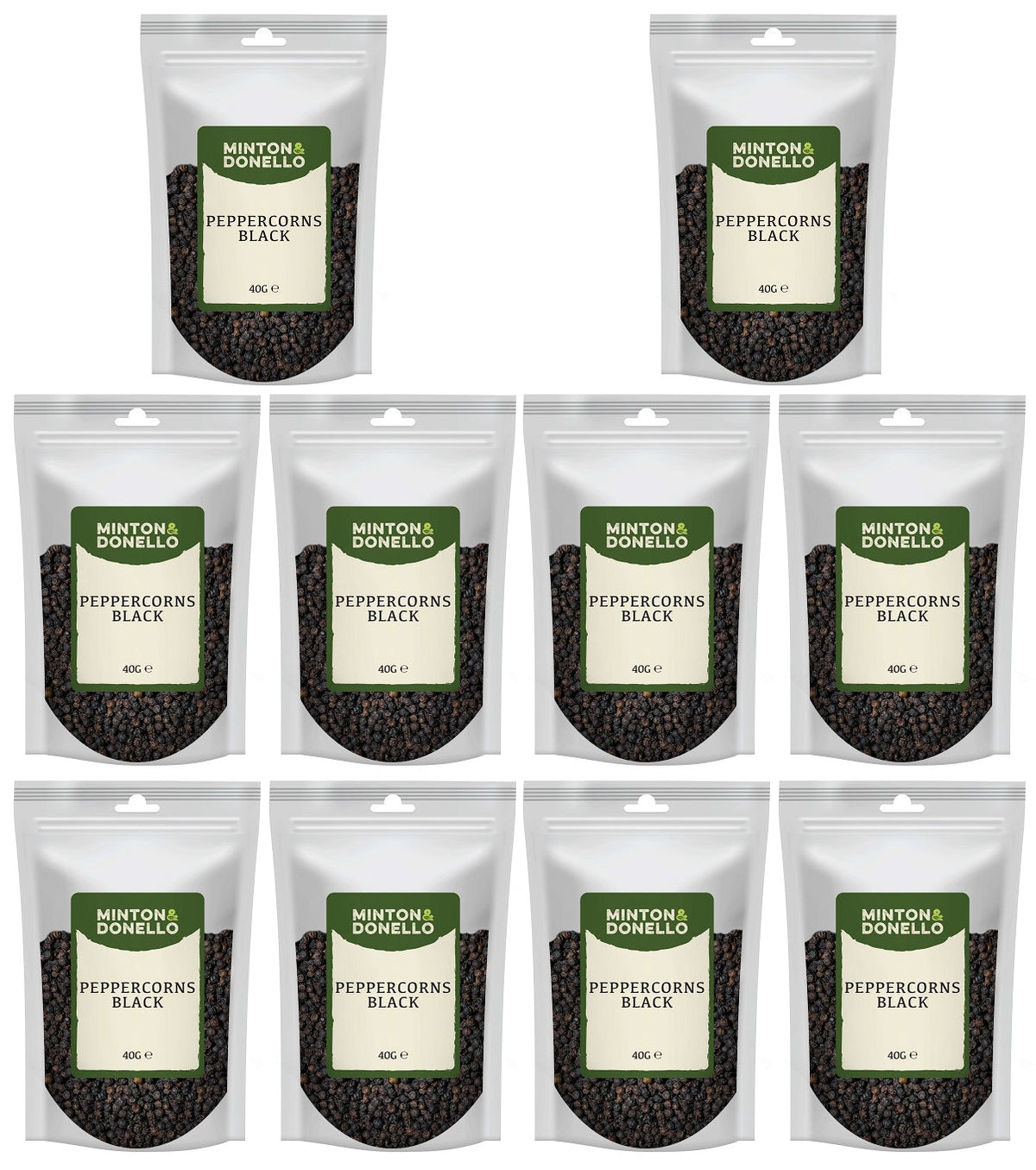 10 x Minton & Donello Peppercorns Black - 40g