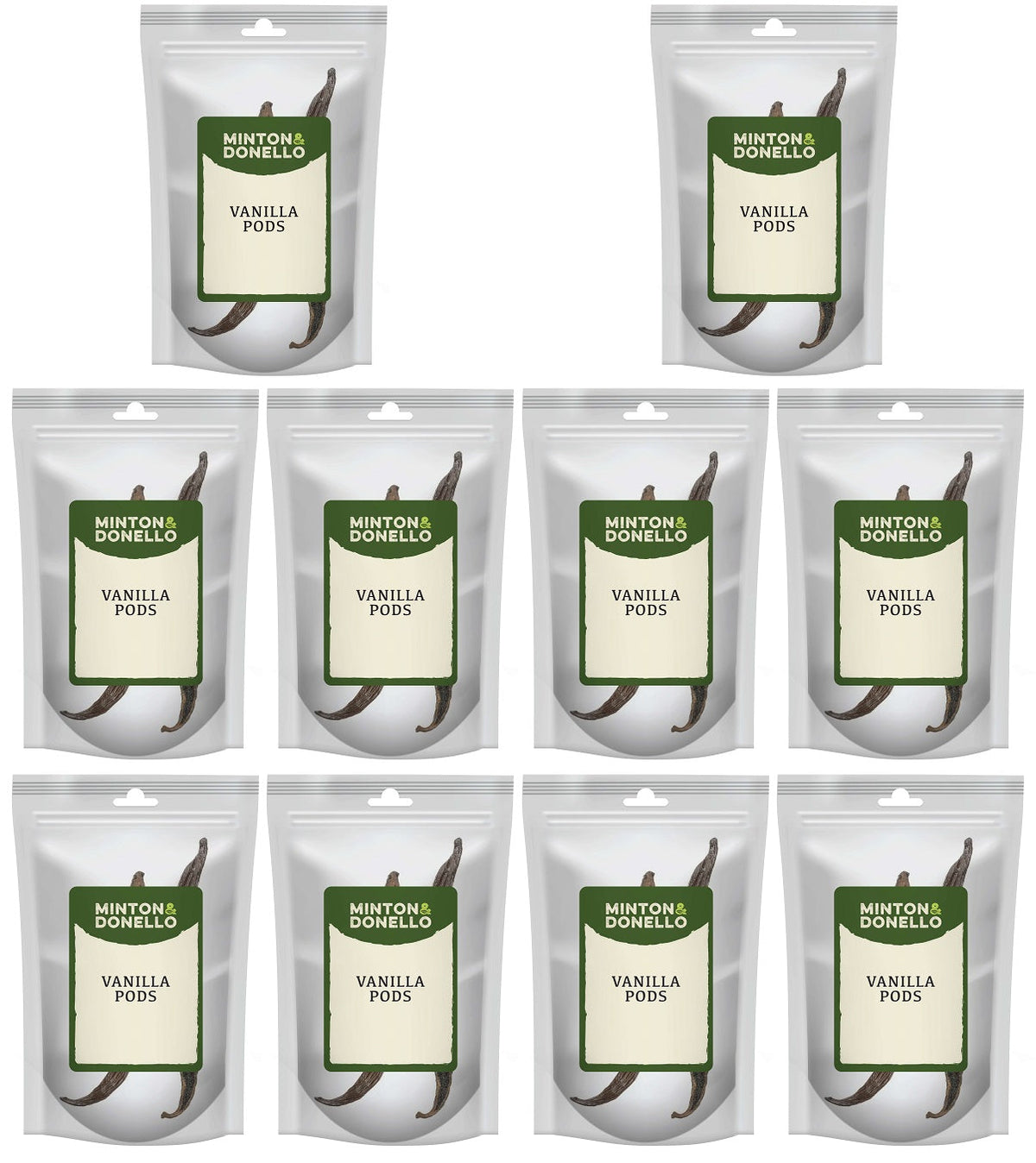 10 x Minton & Donello Vanilla Pods - 2pc
