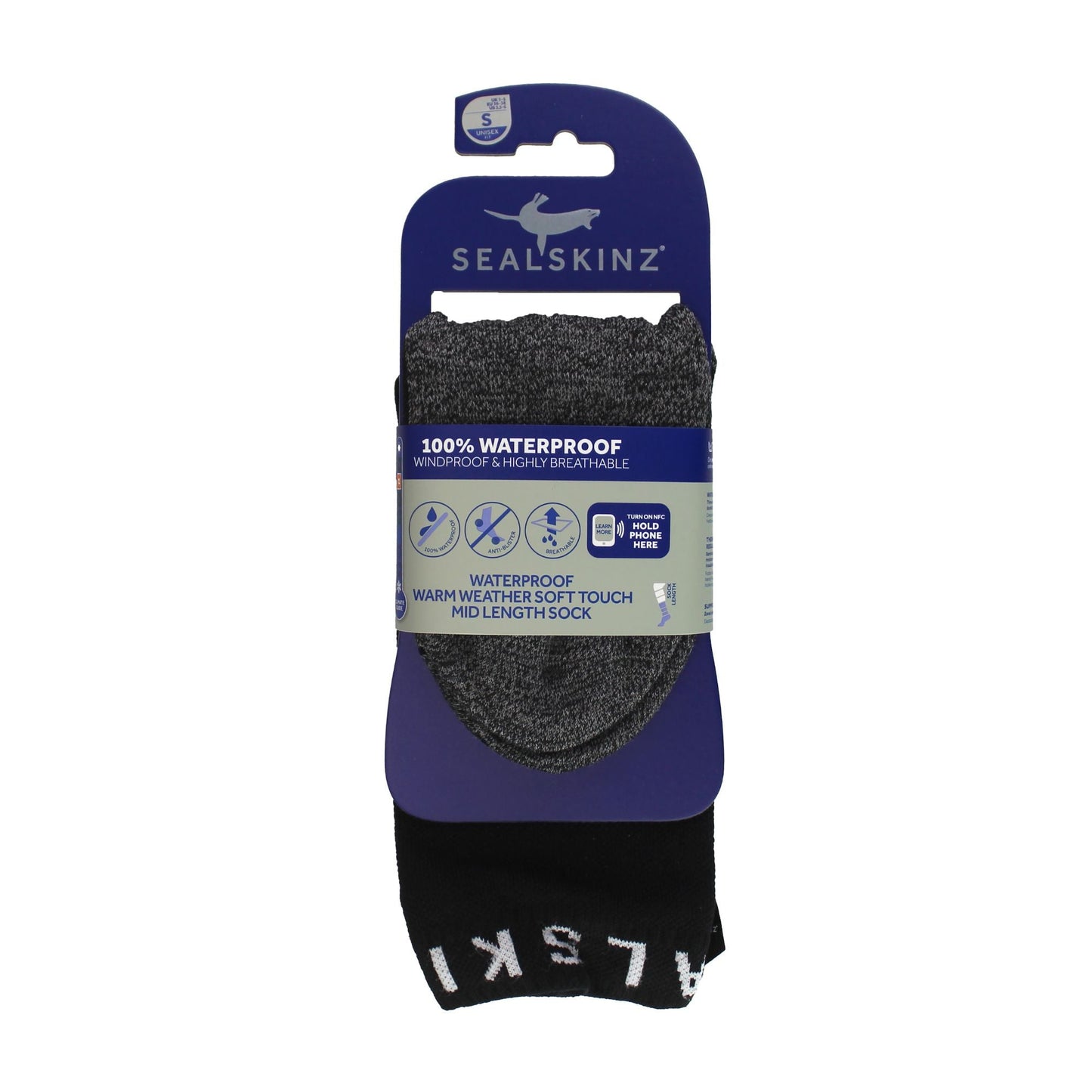Waterproof Soft Touch Mid Socks for Men & Ladies - Warm Weather 1 Pack