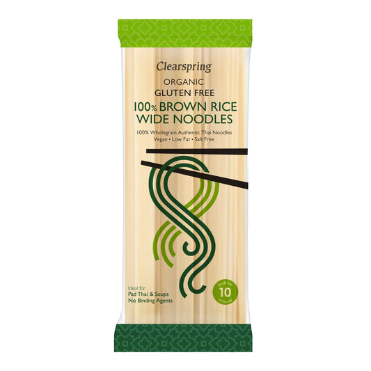 Clearspring Org GF 100% Brown Rice Wide Noodles  - 200g