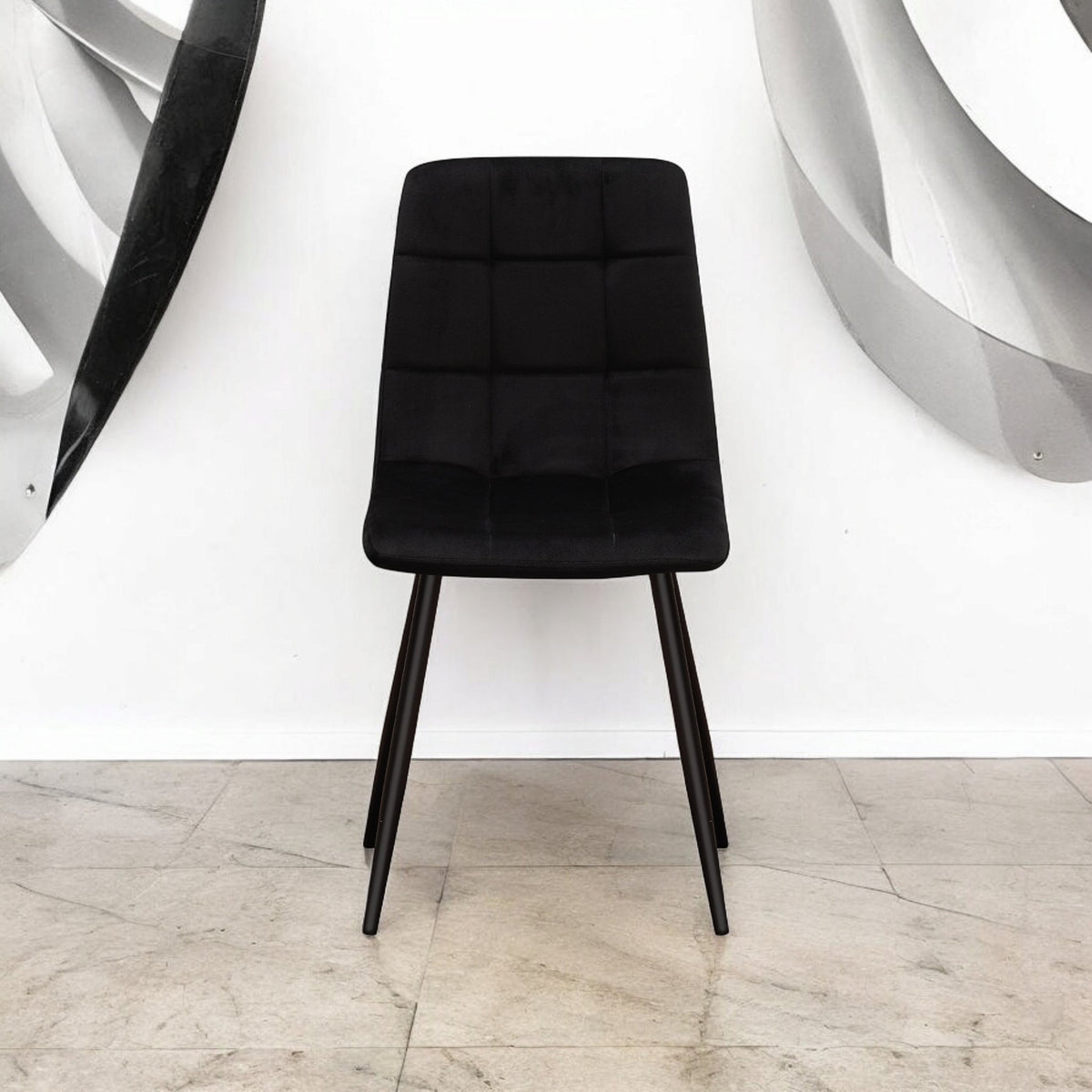 Chair - Tufted Fabric/Metal - L52 x W44 x H86 cm - Black