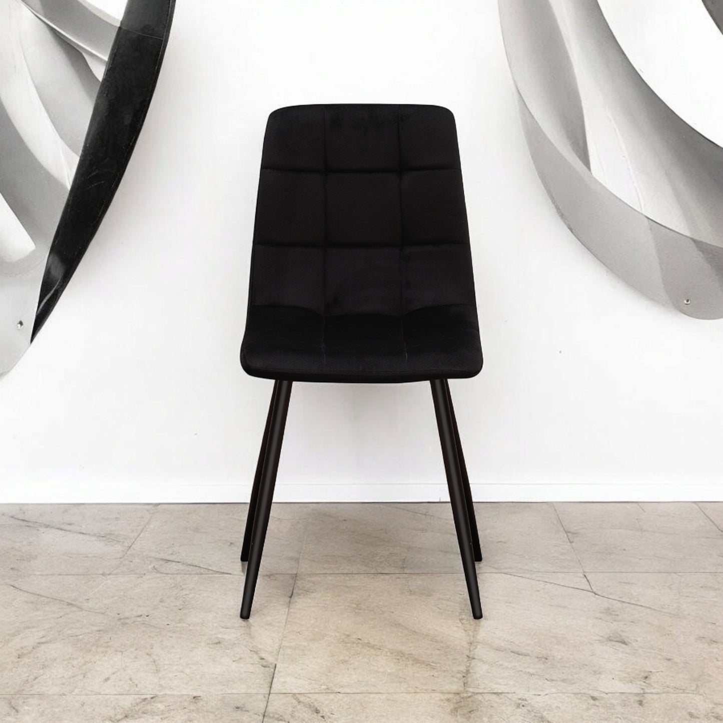 BLACK FABRIC CHAIR BLACK METAL LEGS