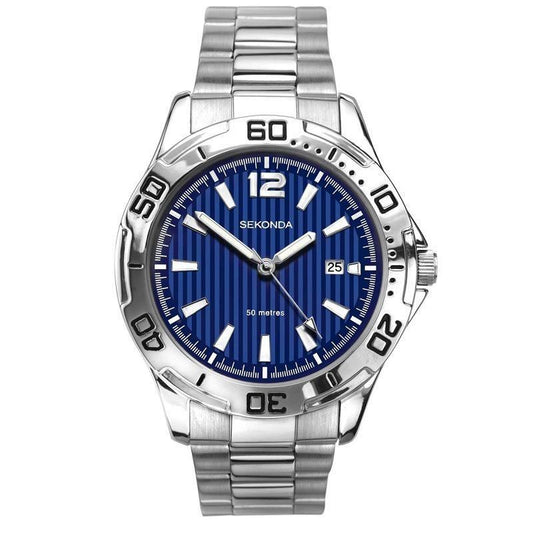 Sekonda Sekonda Men's Dated Blue Face Stainless Steel Bracelet Watch 1170