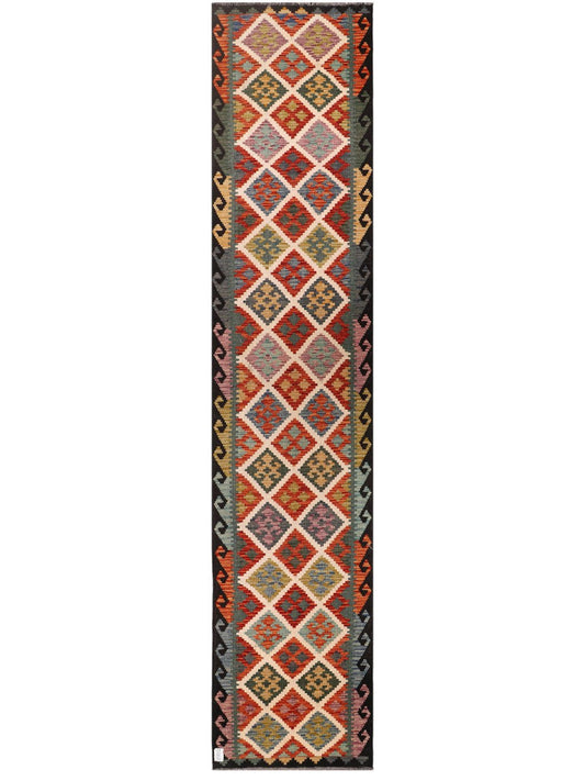 Maimana Afghanistan Kilim Runner - 388 x 82 cm