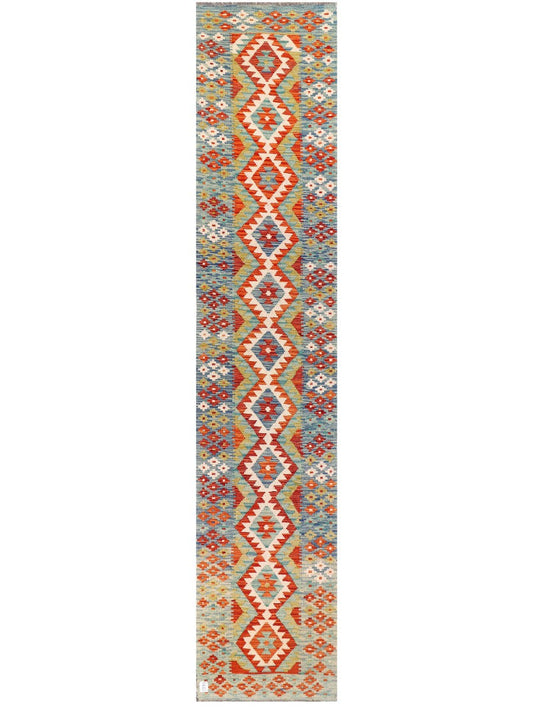 Maimana Afghanistan Kilim Runner - 396 x 80 cm