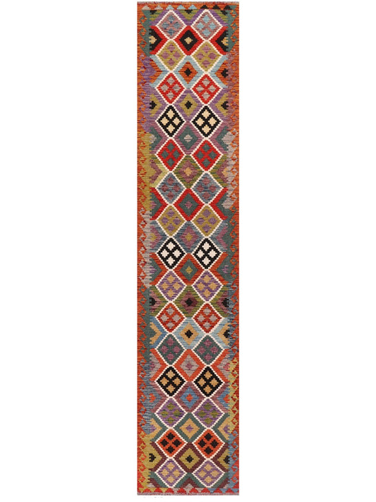 Maimana Afghanistan Kilim Runner - 387 x 80 cm