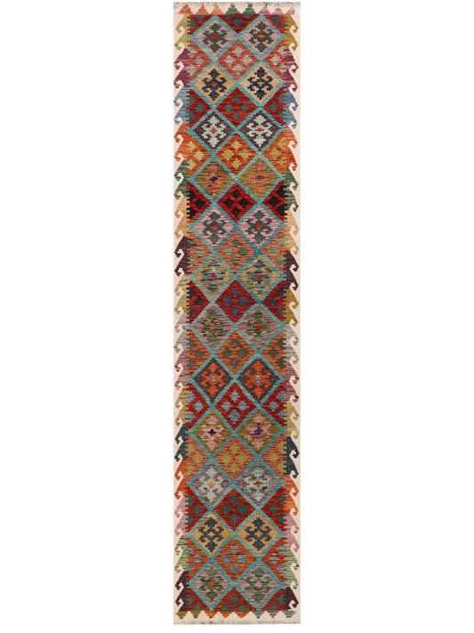 Maimana Afghanistan Kilim Runner - 391 x 80 cm