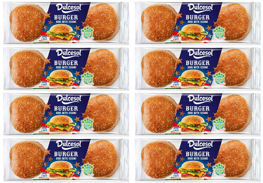 8 x Dulcesol Burger Buns Sesame Seeds 6 Pack - 300Gm