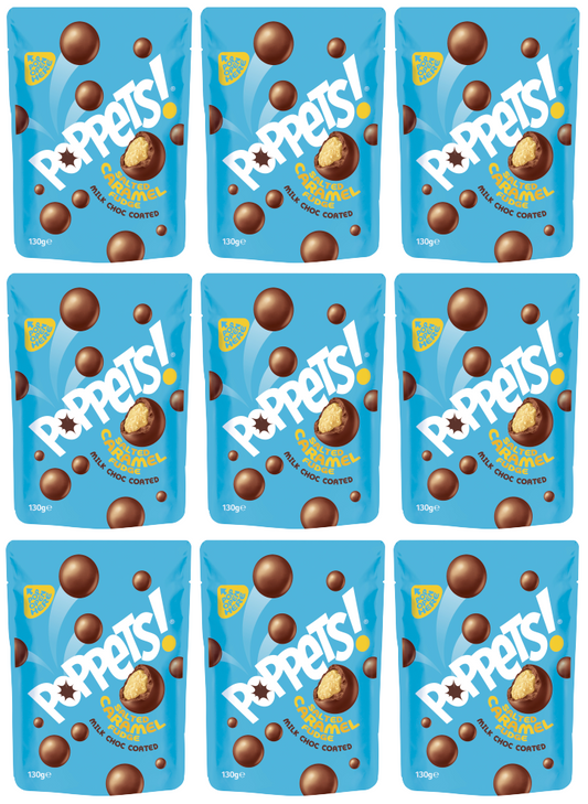9 X Poppets Salted Caramel Pouch 100GM