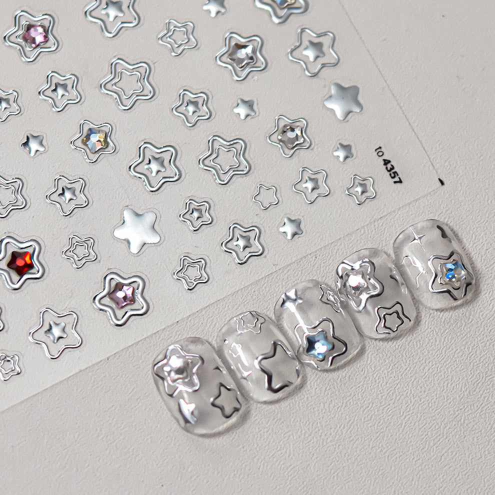 Hello Claws | Silver Star Heart 5D Nail Deco Sticker