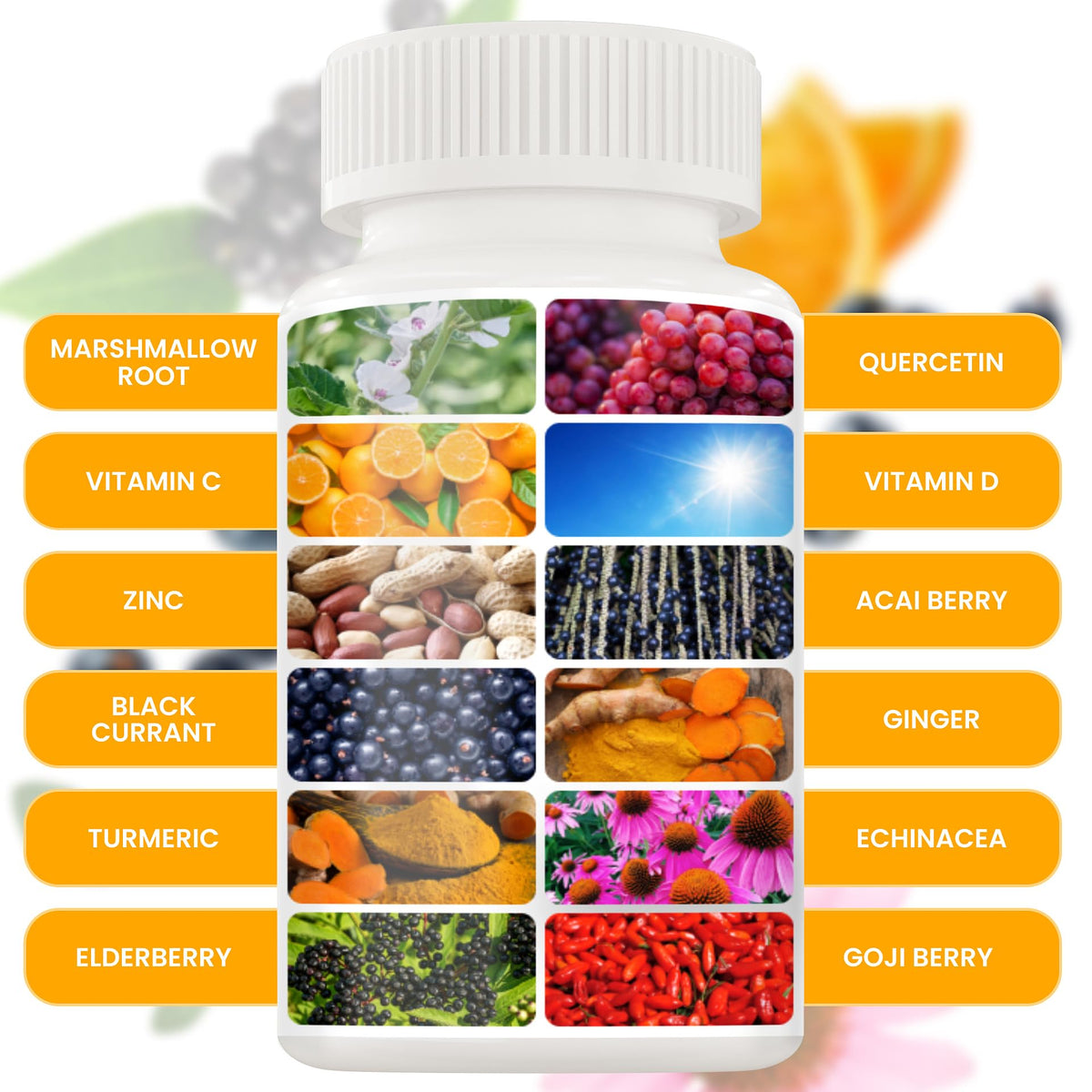 12-in-1 Premium Immune Defense Vitamins – Immune Support with D3 5000 IU, C 1000 mg, Zinc 50 mg | 120 Caps