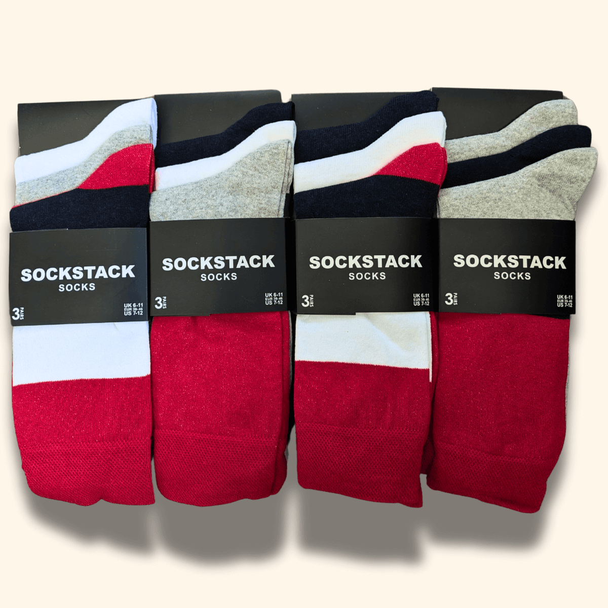 Sock Stack Mens Socks 12 Pairs Cotton Colorful Heel Toe Black Argyle Diamond Easycare