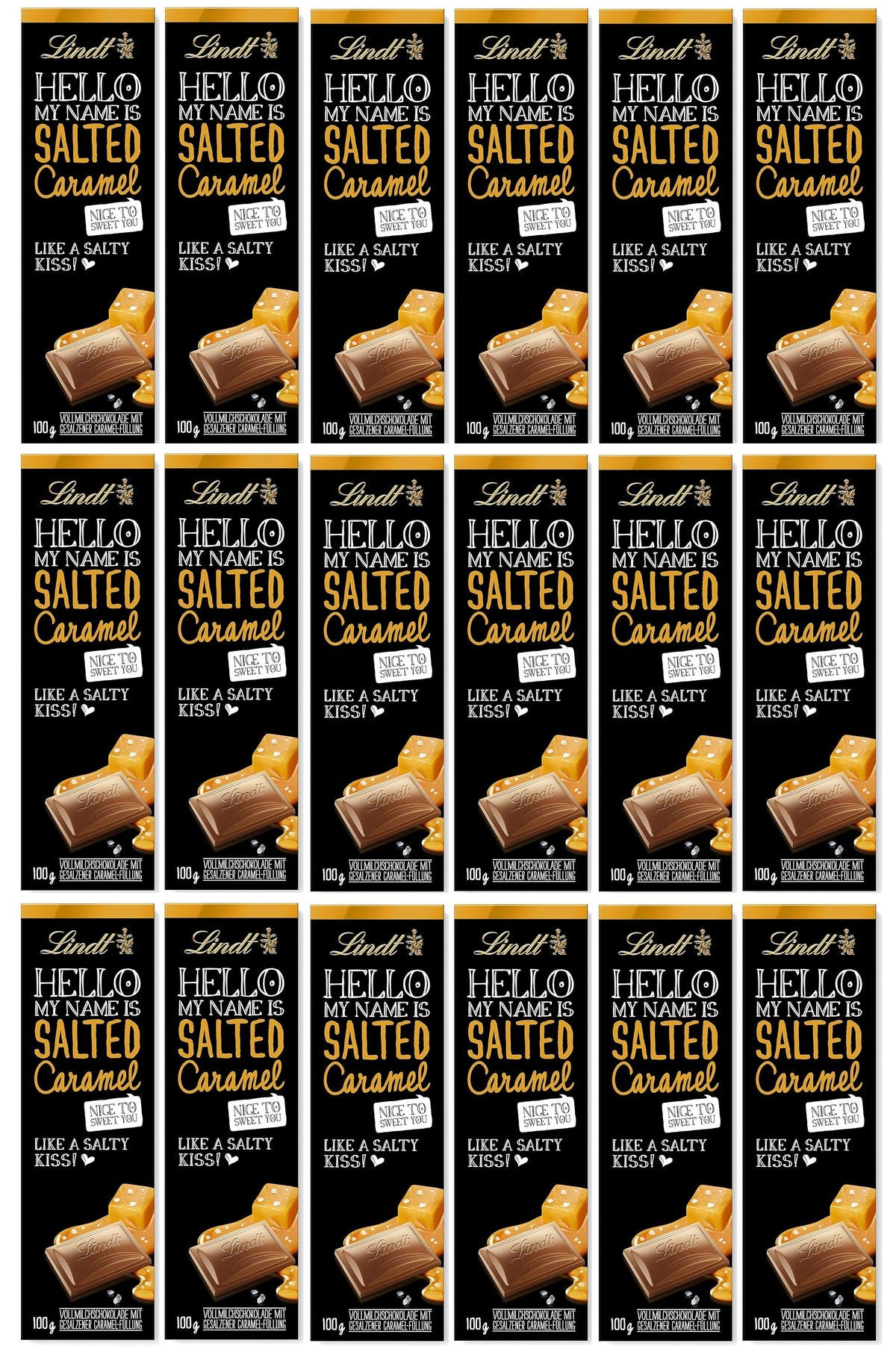 18 x Lindor Salted Caramel Bar - 100GM