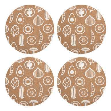 Besa Set Of Four Cork Round Placemats