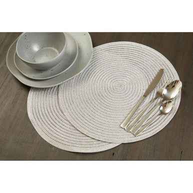 Alice Round Silver Thread Woven Placemat