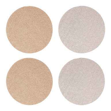 Set Of 4 Reversible Gold And Silver Glitter Placemats