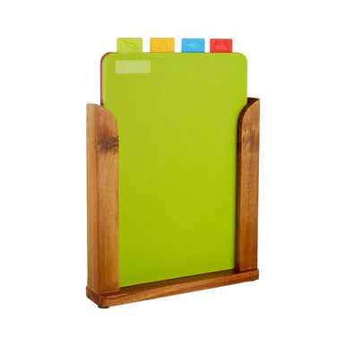 Set of 4 Wood Stand Colourful Chopping and Serving Boards