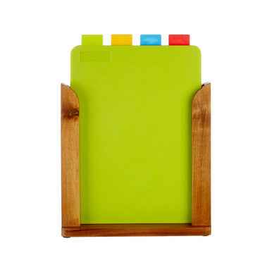Set of 4 Wood Stand Colourful Chopping and Serving Boards