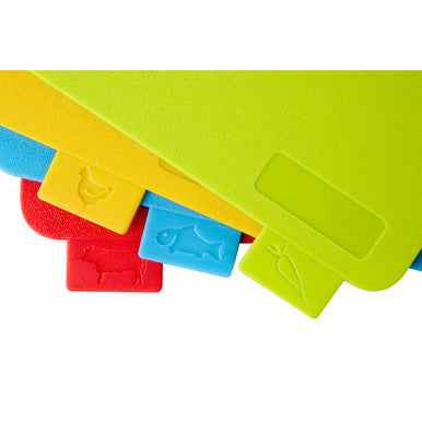 Set of 4 Wood Stand Colourful Chopping and Serving Boards