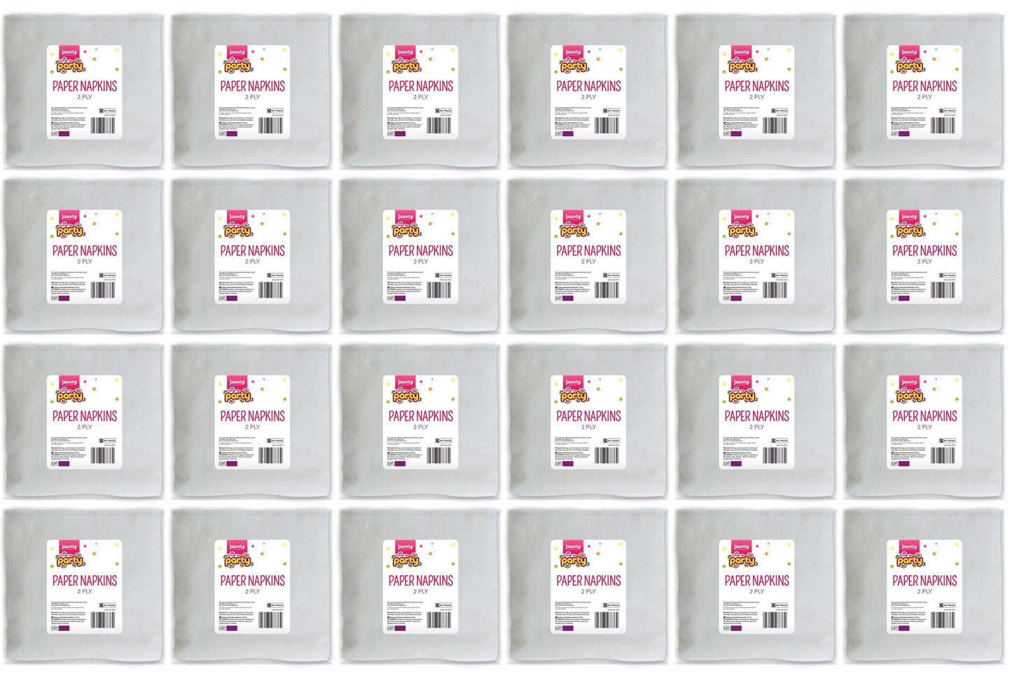 24 x Jaunty White Napkins In 2 Ply 30 Pack