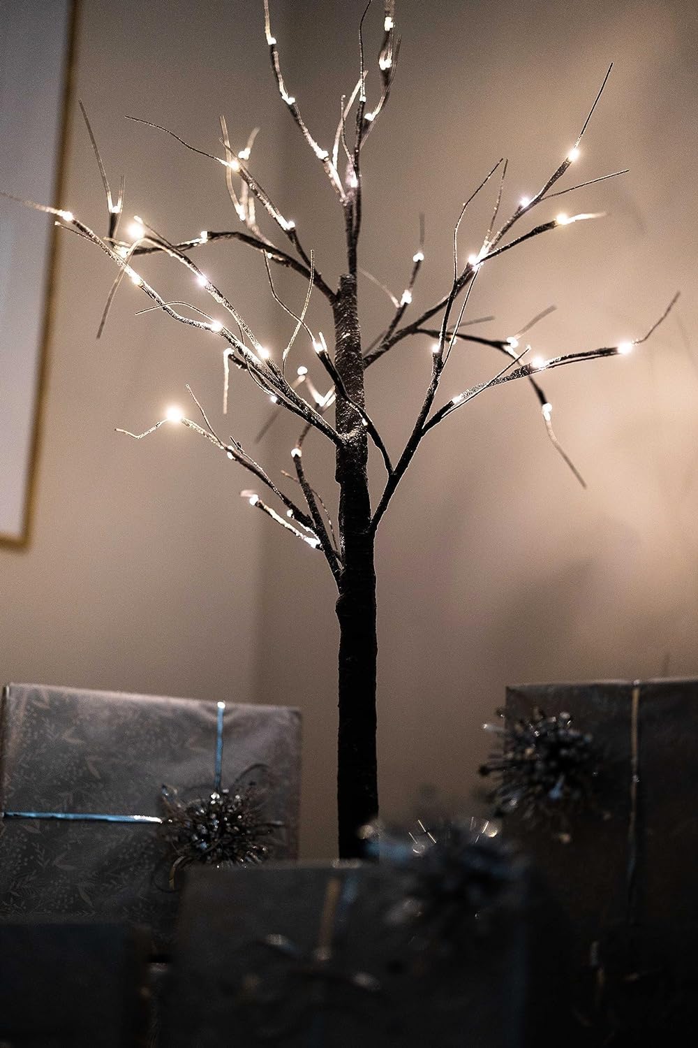 4ft Christmas Twig Tree with Warm White LED Lights 120cm