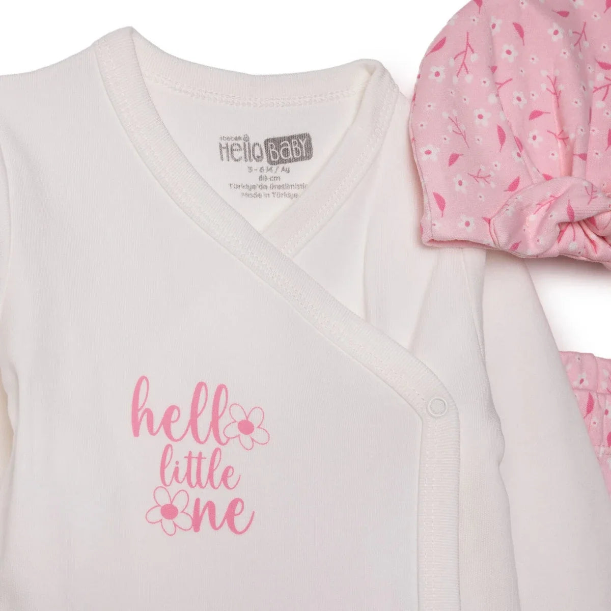 HelloBaby "Hello Little One" Slogan Baby Hat, Vest & Bottoms Set (Newborn to 6-9 Months)
