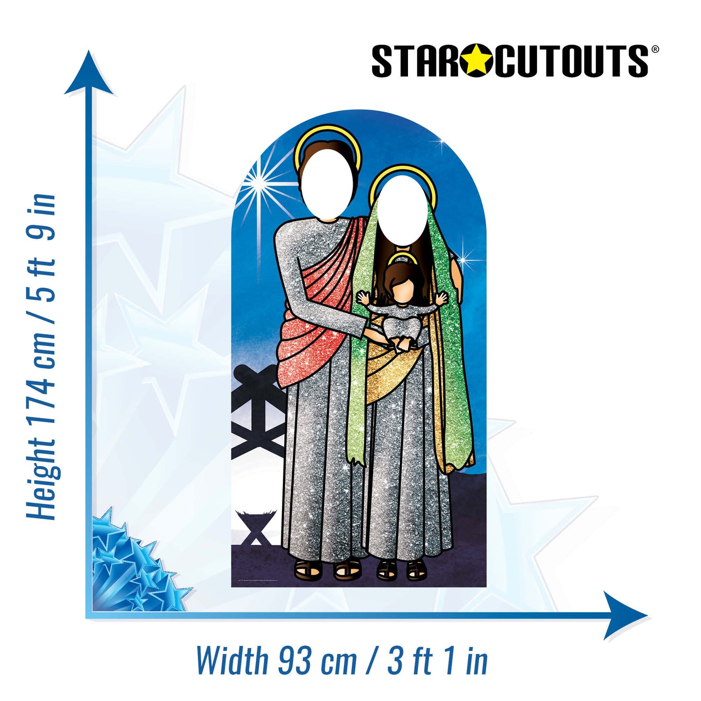 SC1237 Nativity Jesus, Mary and Baby Jesus Adult Stand-in Cardboard Cut Out Height 174cm