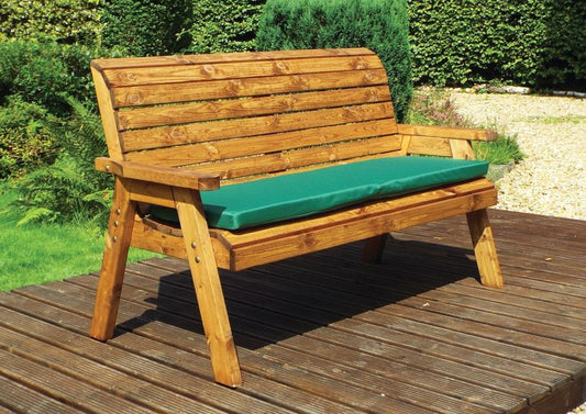 Charles Taylor Trading Three Seater Winchester Bench With Green Cushion Brown