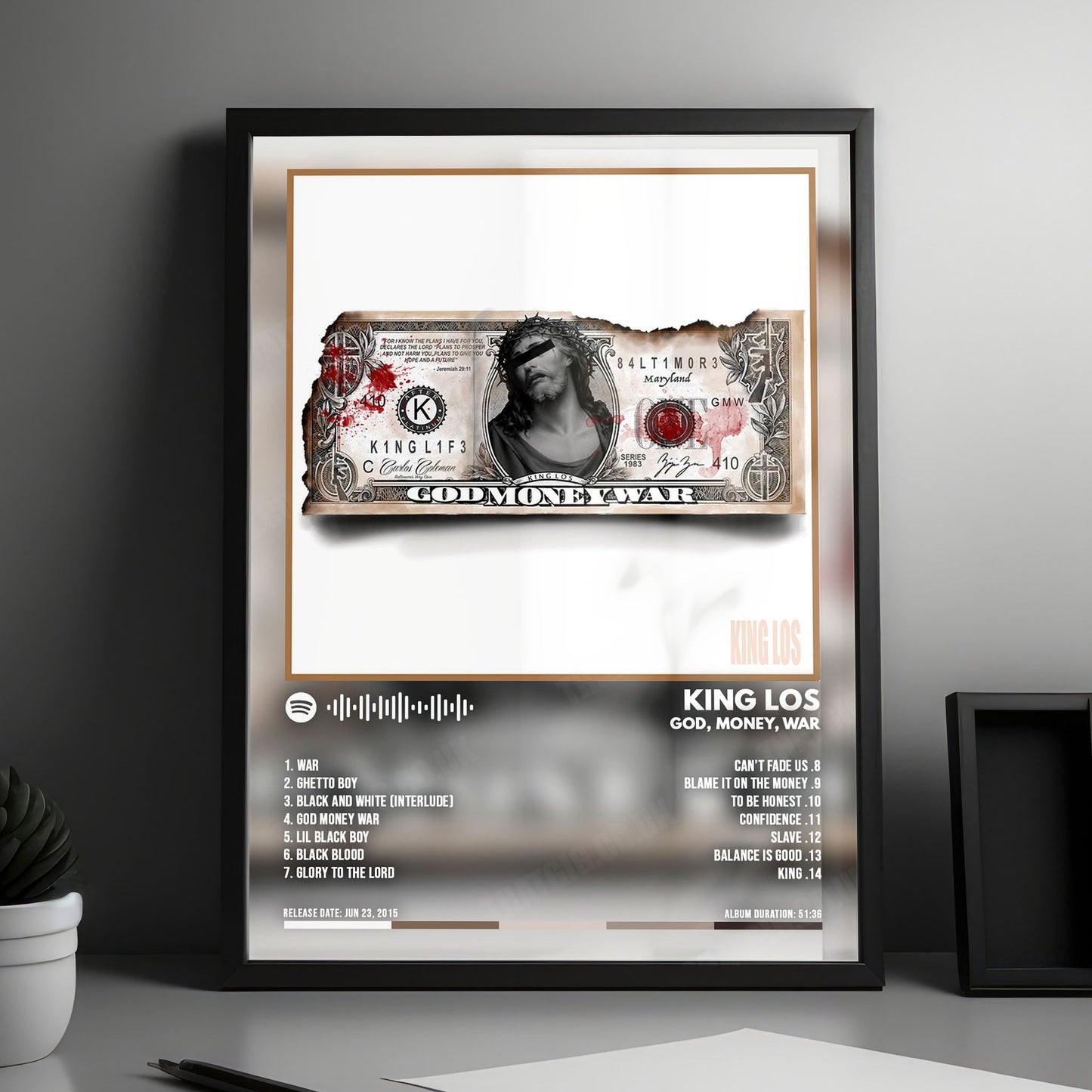 King Los "God" Album Cover Poster - with Complete Tracklist