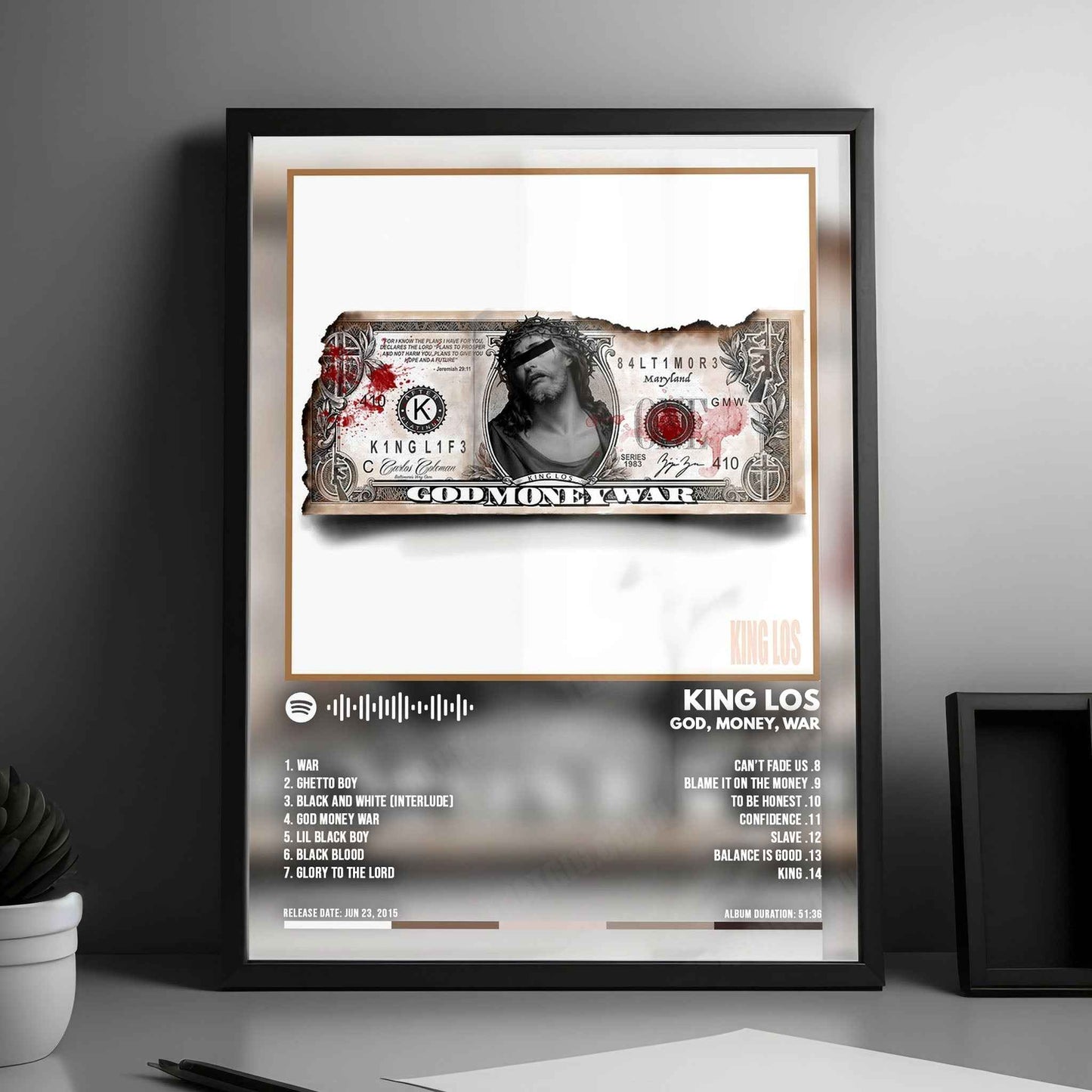 King Los "God" Album Cover Poster - with Complete Tracklist