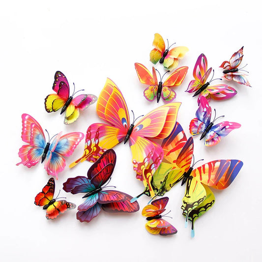 12Pcs Double Layer 3D Butterfly Wall Stickers