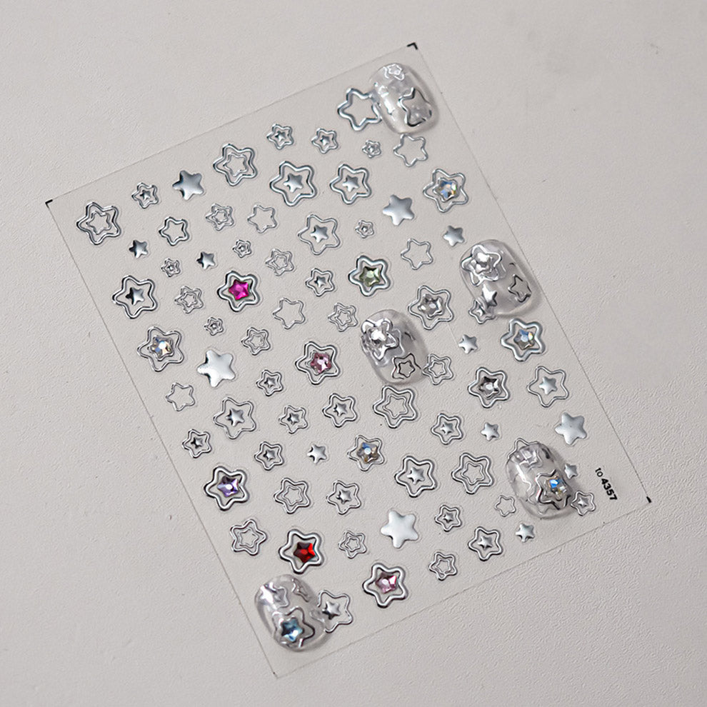 Hello Claws | Silver Star Heart 5D Nail Deco Sticker