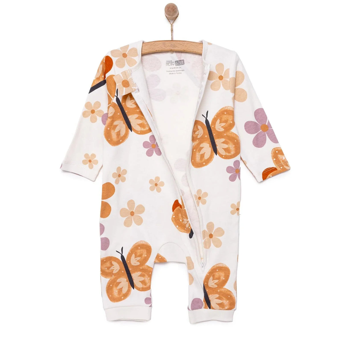 HelloBaby Butterfly Print Zip-Up Footless Baby Sleepsuit (6 Months to 3 Years)