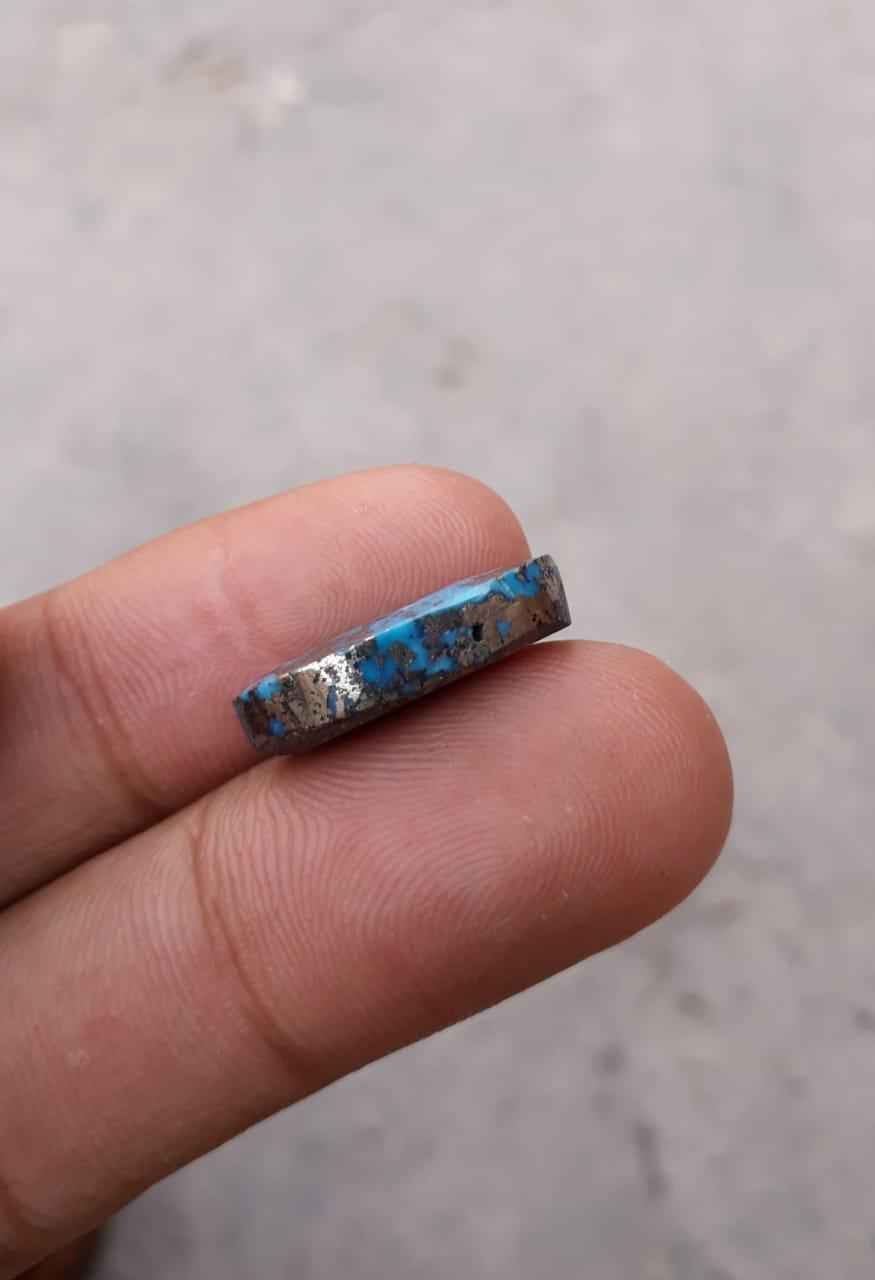 13.4ct Natural Turquoise, Blue Matrix Turquoise, Shajri Feroza, - 20x10mm