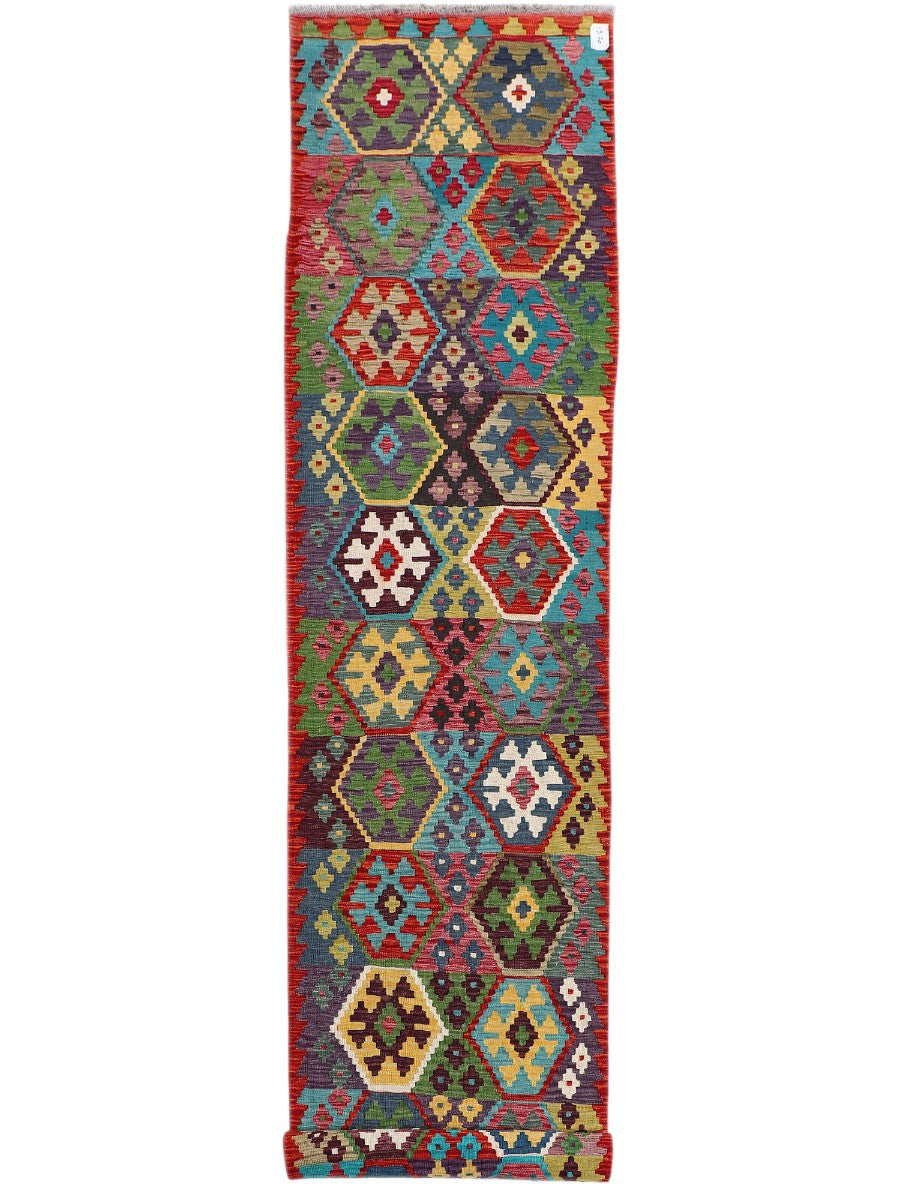 Maimana Afghanistan Kilim Runner - 388 x 84 cm