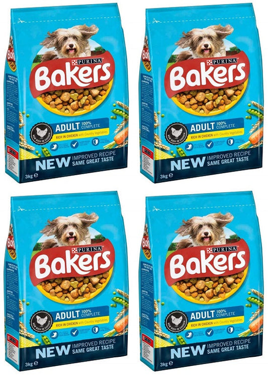 4 x Bakers Adult With Tasty Chicken & Country Vegetables 3Kg